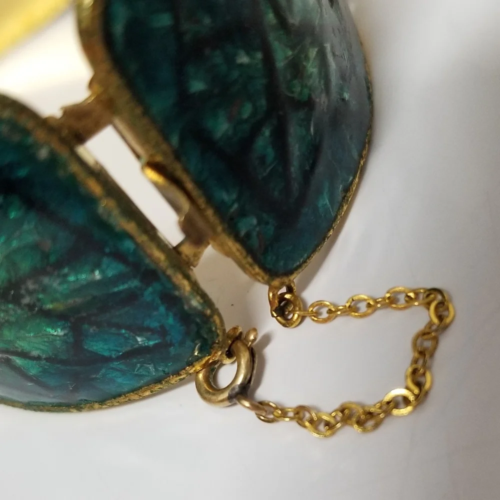 Vintage Aqua Blue and Green Enamel Square Bracelet & Earring Set Boho Chic